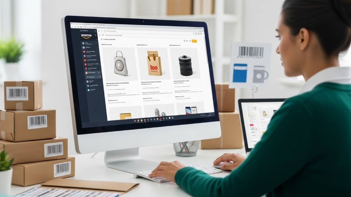 Traductrice e-commerce travaillant sur fiche produit Amazon multilingue