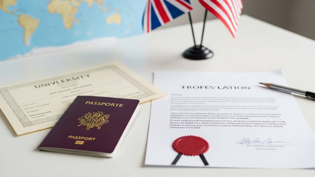 Esempio di traduzione giurata in inglese per visto e diploma con sigillo ufficiale.