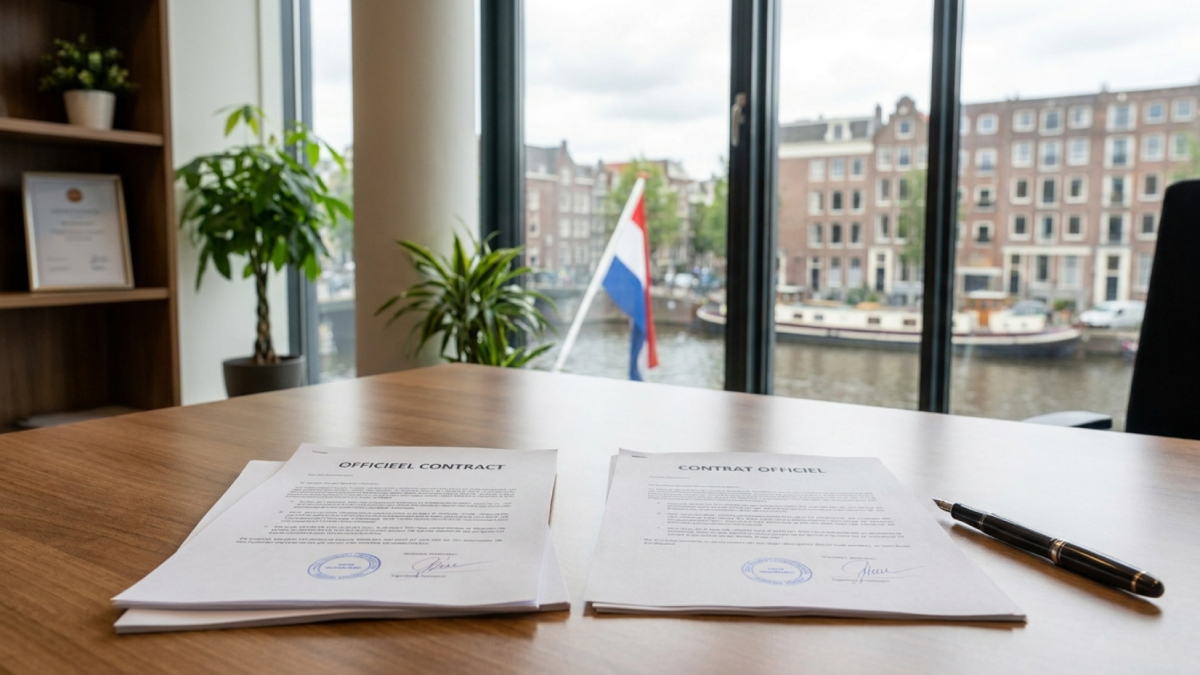 Traduzione giurata in olandese di un documento ufficiale con il sigillo di un esperto traduttore giurato.