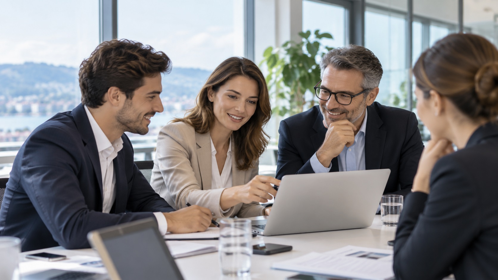 Traducteur échange avec un client francophone dans un bureau moderne